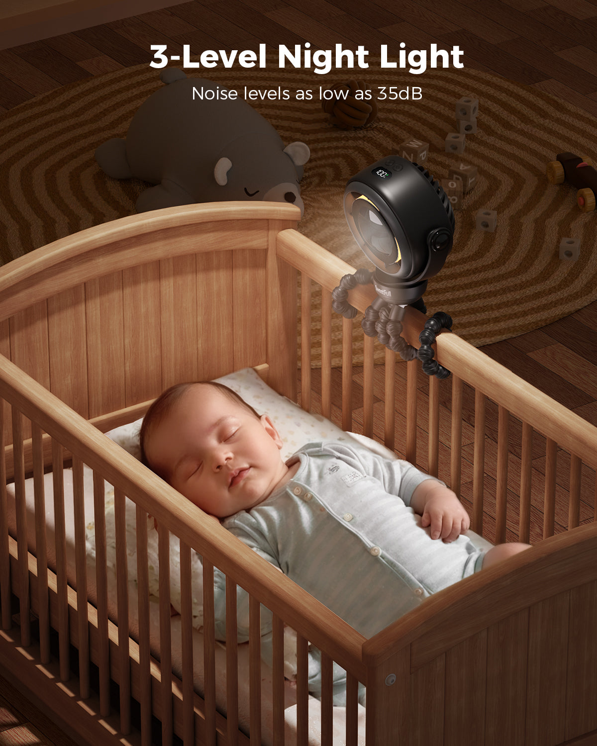 Kinderwagen Ventilator Oplaadbaar | Clip Ventilator Baby, 4 Snelheden