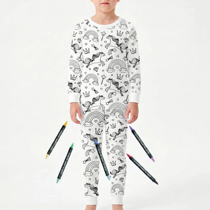 Kleurbare pyjamaset – gepersonaliseerde pyjama om zelf in te kleuren voor kinderen