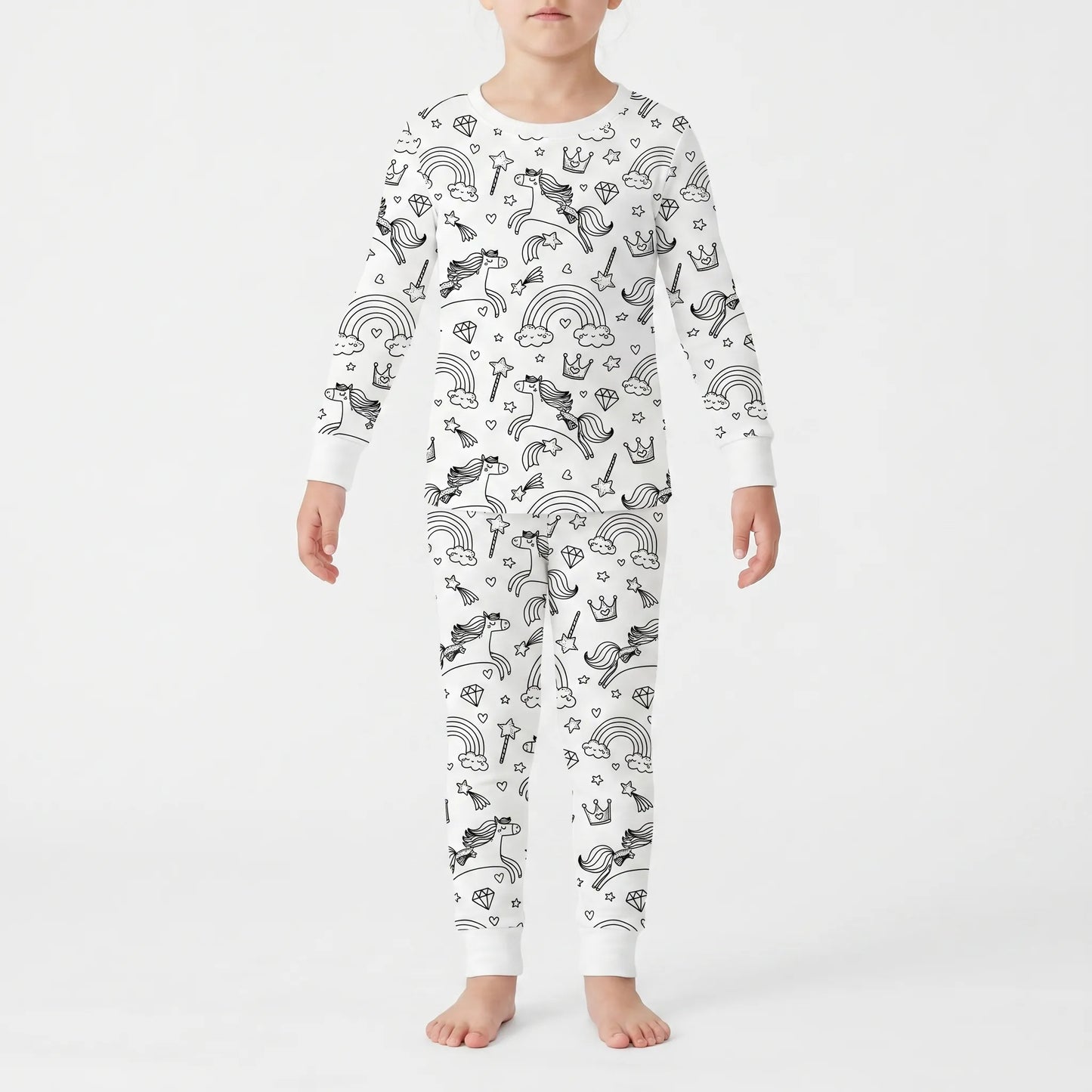 Kleurbare pyjamaset – gepersonaliseerde pyjama om zelf in te kleuren voor kinderen