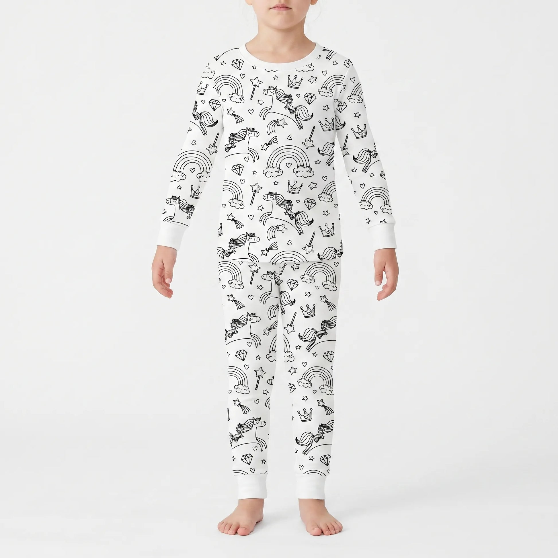 Kleurbare pyjamaset – gepersonaliseerde pyjama om zelf in te kleuren voor kinderen