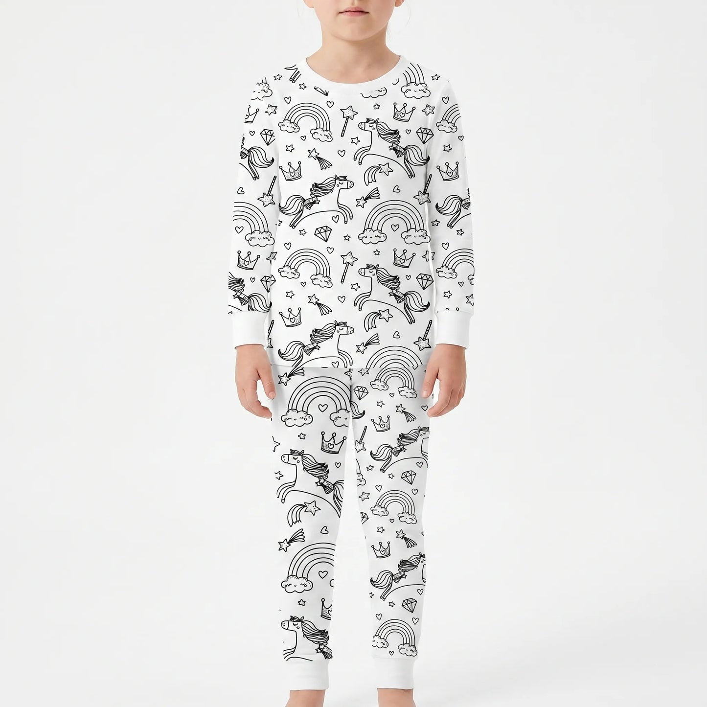 Kleurbare pyjamaset – gepersonaliseerde pyjama om zelf in te kleuren voor kinderen