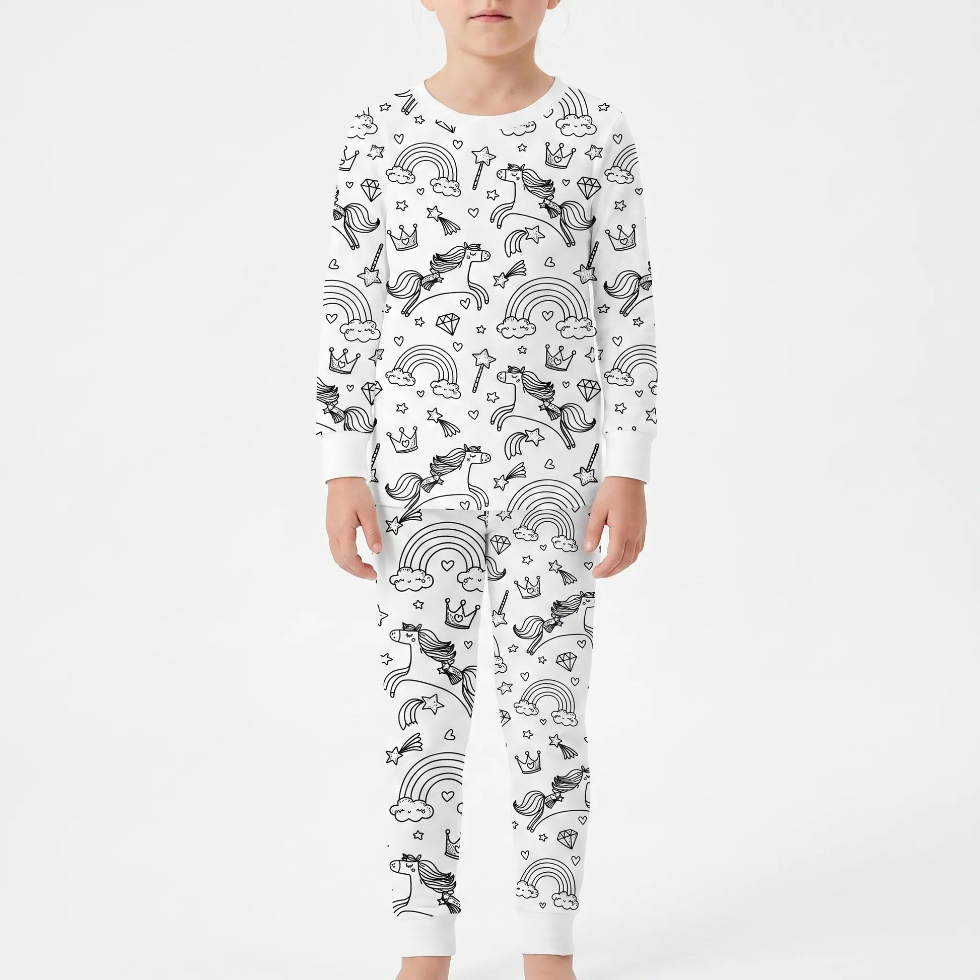 Kleurbare pyjamaset – gepersonaliseerde pyjama om zelf in te kleuren voor kinderen