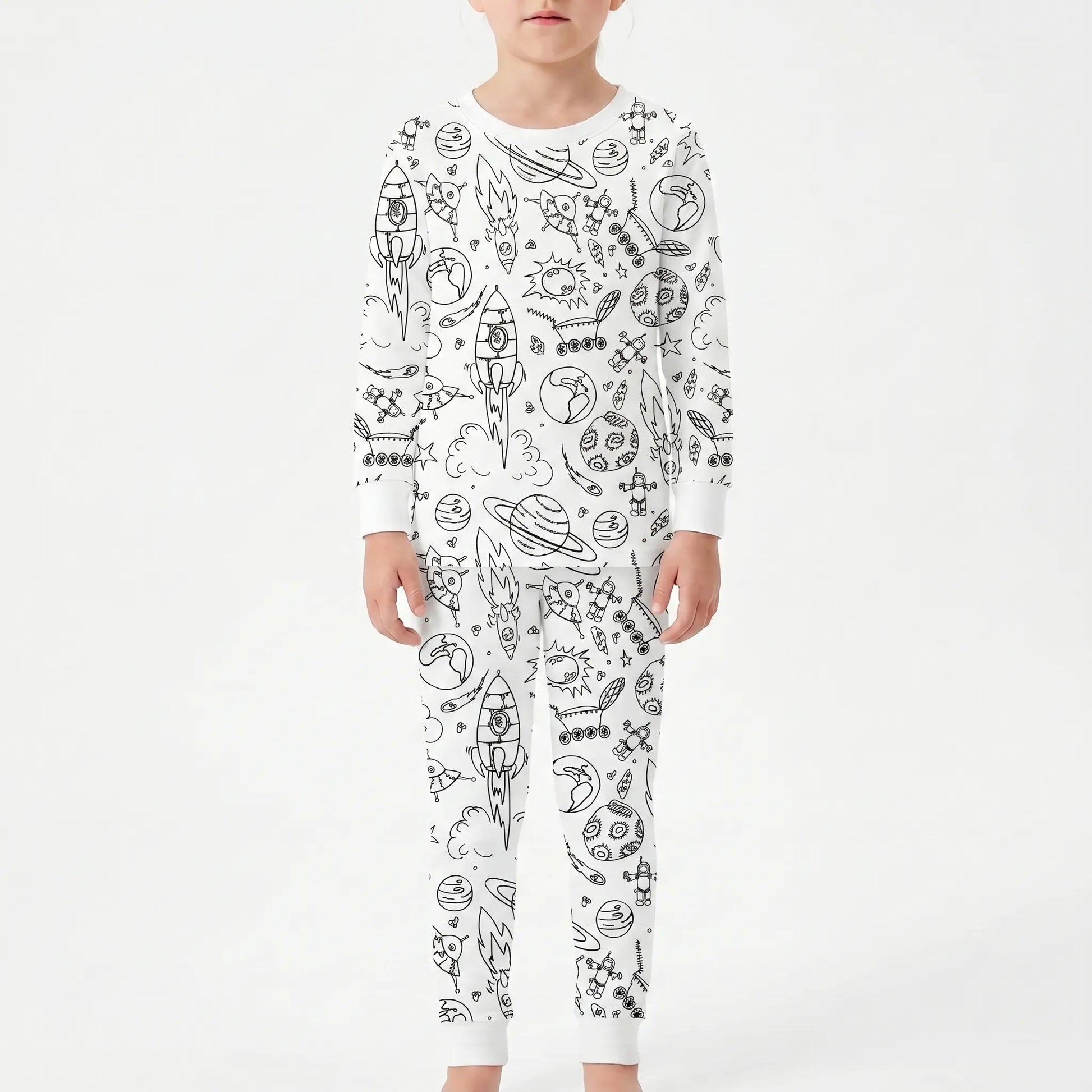 Kleurbare pyjamaset – gepersonaliseerde pyjama om zelf in te kleuren voor kinderen