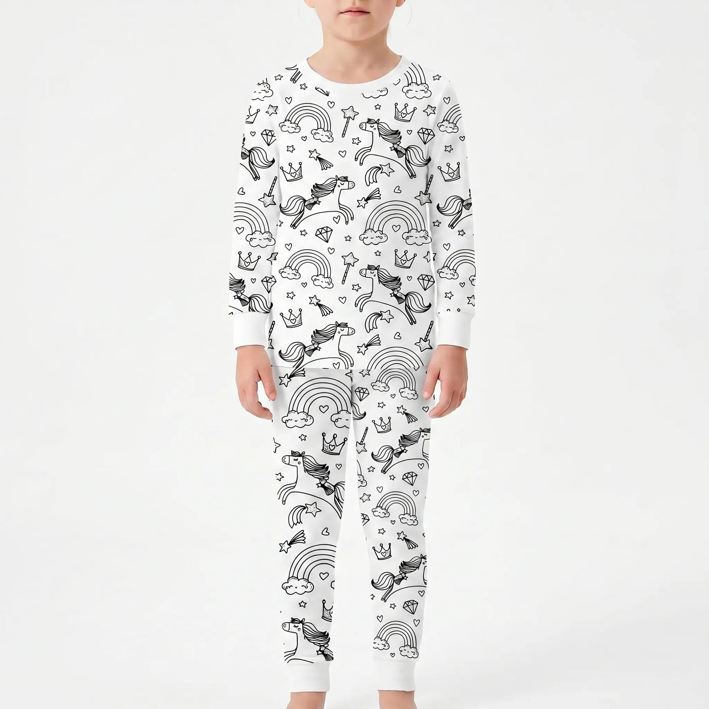 Kleurbare pyjamaset – gepersonaliseerde pyjama om zelf in te kleuren voor kinderen