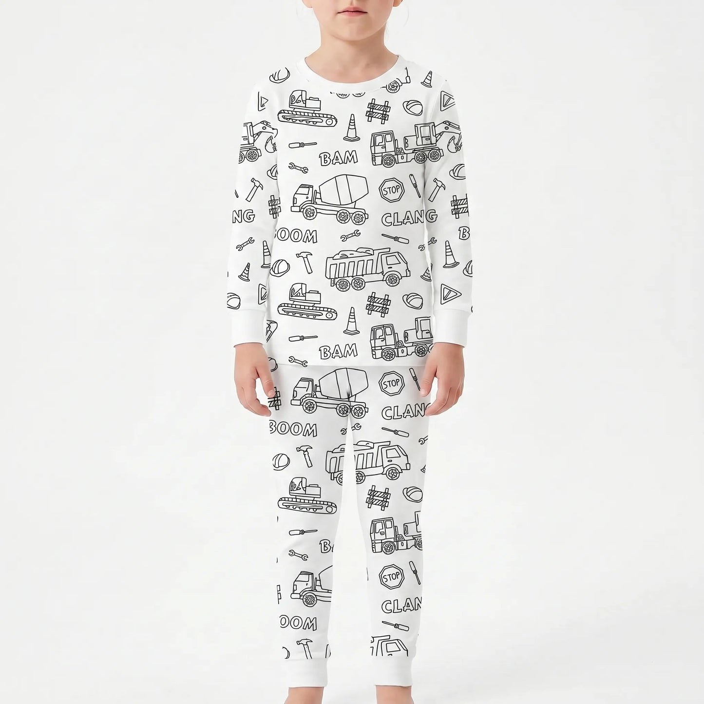 Kleurbare pyjamaset – gepersonaliseerde pyjama om zelf in te kleuren voor kinderen