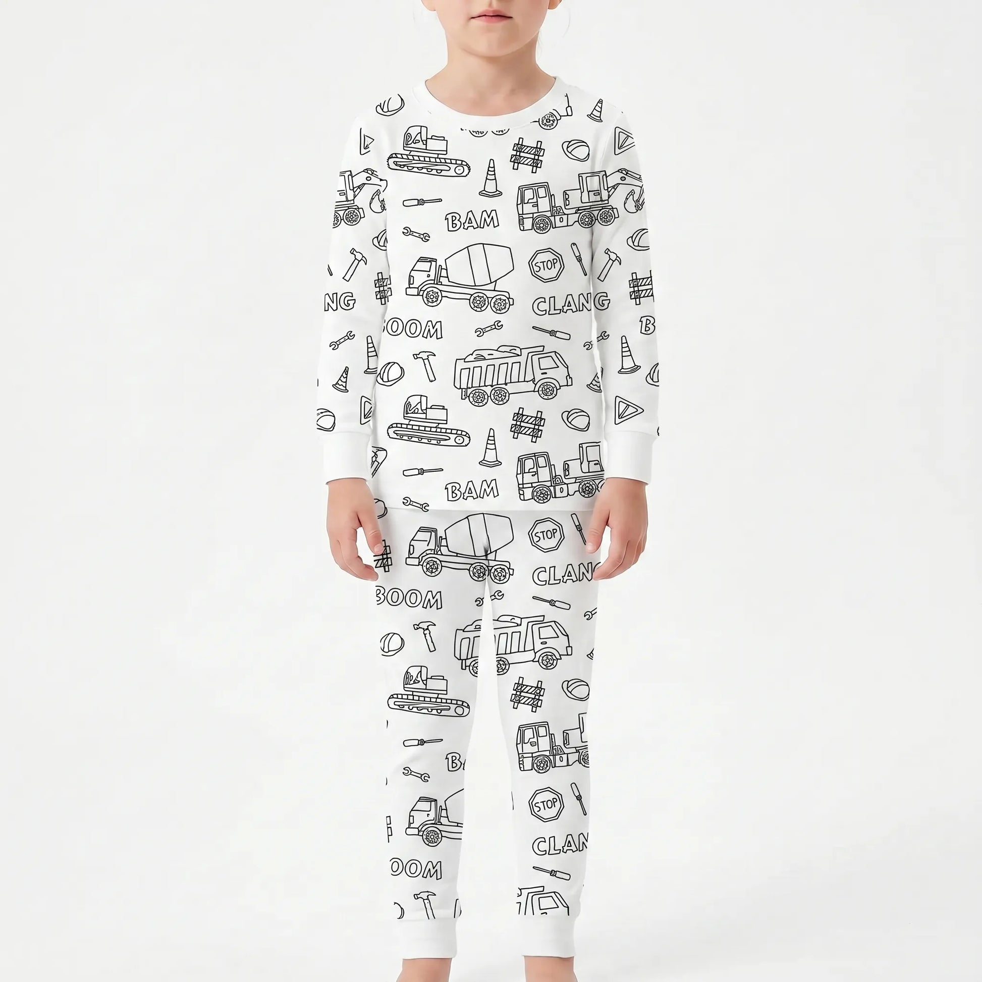 Kleurbare pyjamaset – gepersonaliseerde pyjama om zelf in te kleuren voor kinderen