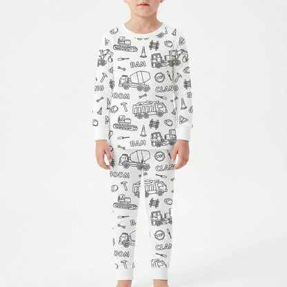 Kleurbare pyjamaset – gepersonaliseerde pyjama om zelf in te kleuren voor kinderen
