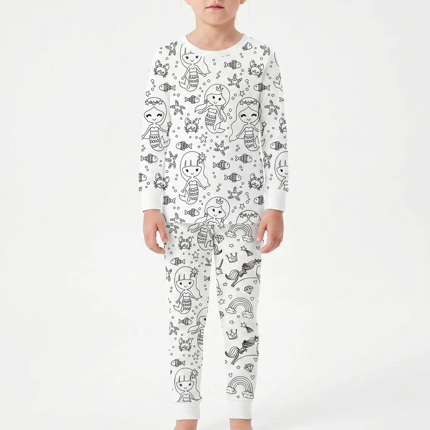 Kleurbare pyjamaset – gepersonaliseerde pyjama om zelf in te kleuren voor kinderen