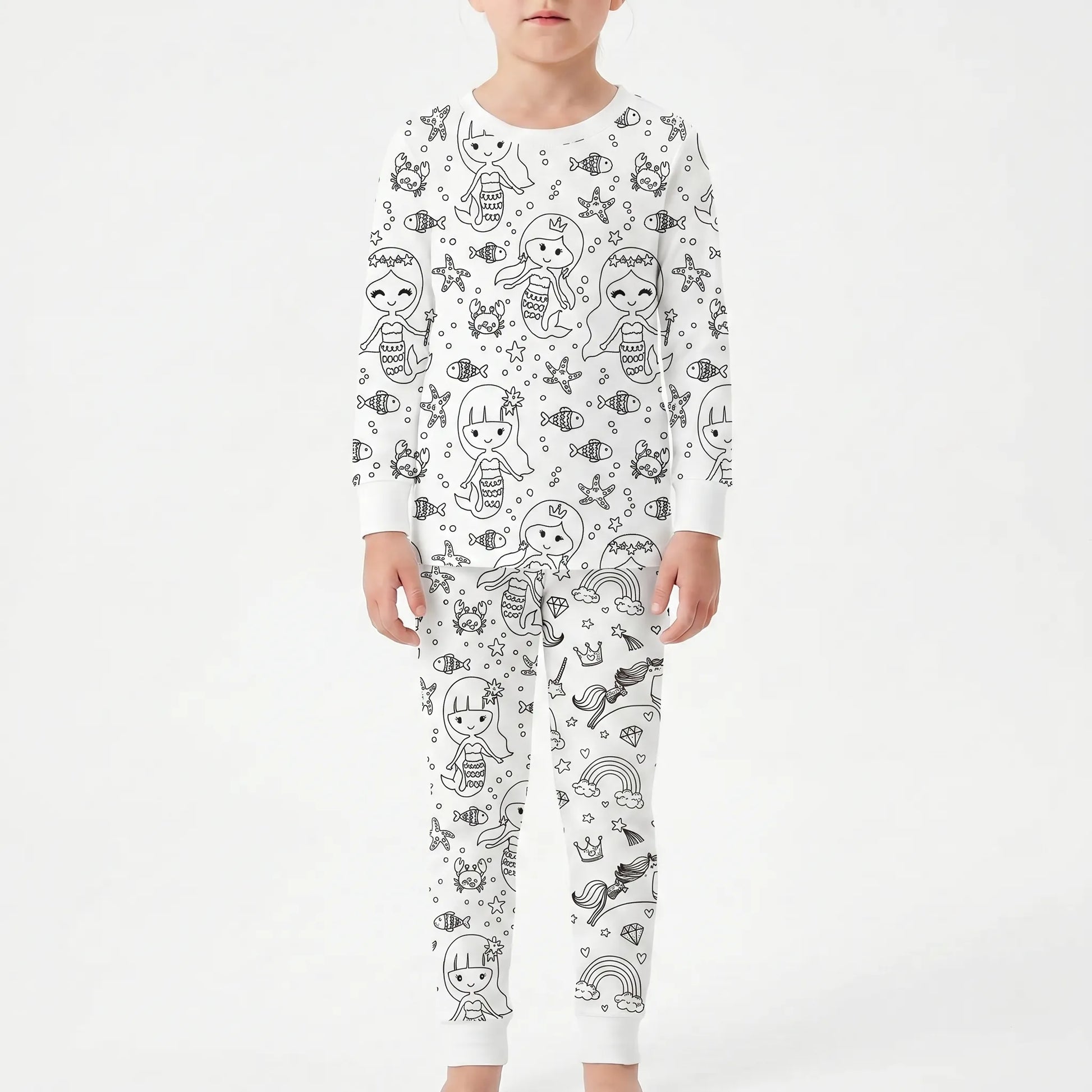 Kleurbare pyjamaset – gepersonaliseerde pyjama om zelf in te kleuren voor kinderen