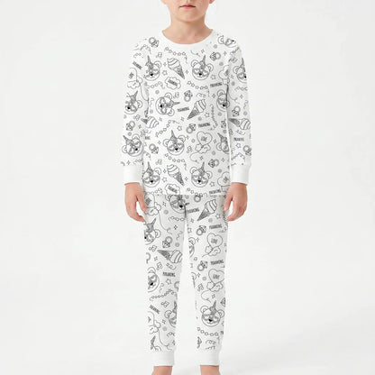Kleurbare pyjamaset – gepersonaliseerde pyjama om zelf in te kleuren voor kinderen