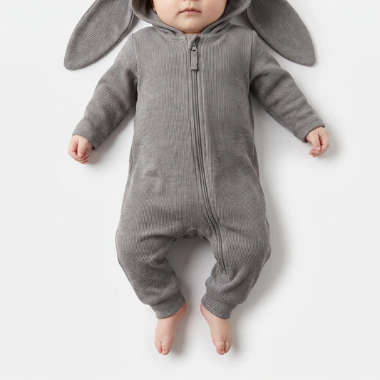 Konijn Onesie Baby | Katoenen Boxpak met Capuchon en Oortjes | 0 tot 18 Maanden