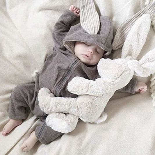 Konijn Onesie Baby | Katoenen Boxpak met Capuchon en Oortjes | 0 tot 18 Maanden