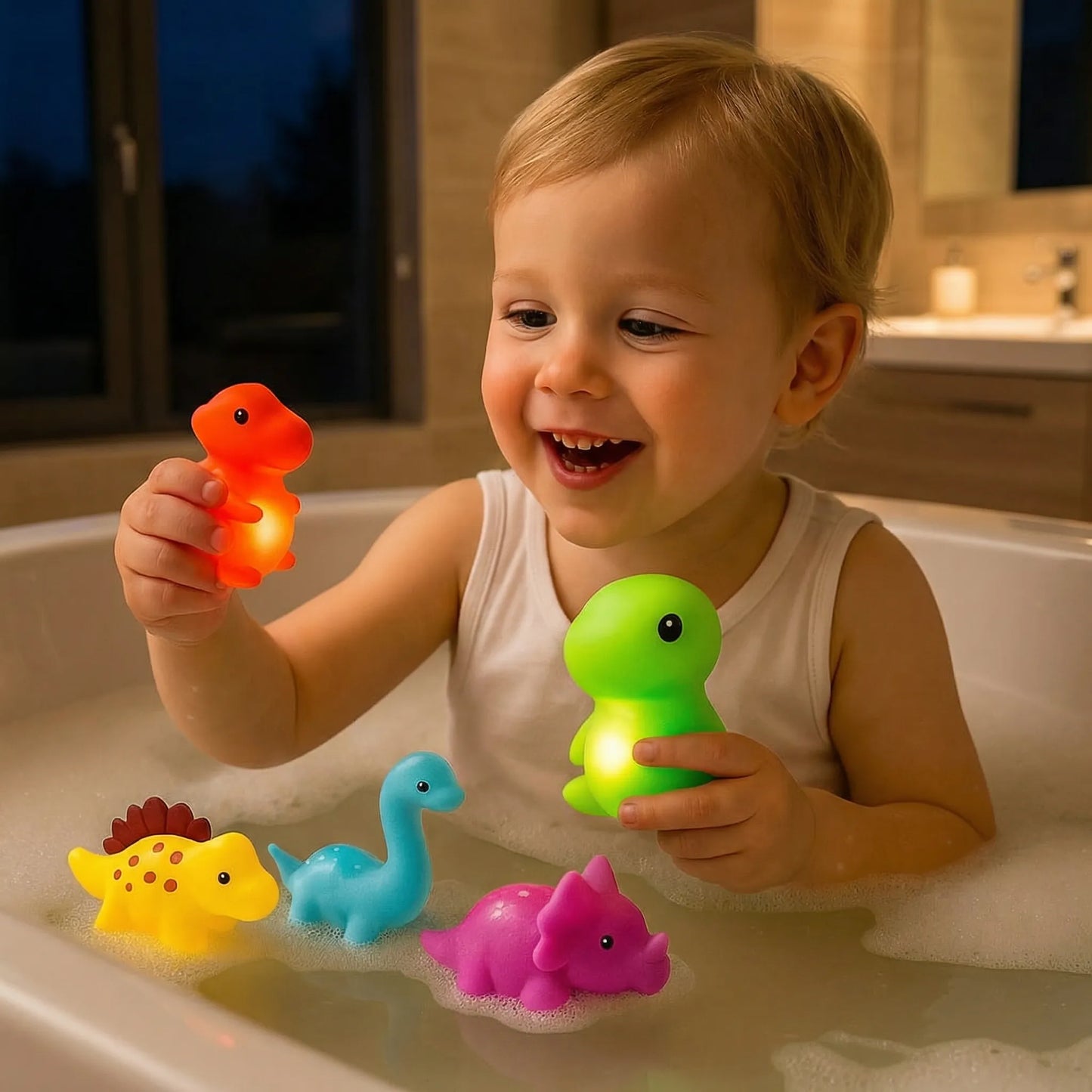 Lichtgevende Dinosaurus Bad Speelgoed – LED Kleurveranderend voor Baby & Peuters-MiniBea