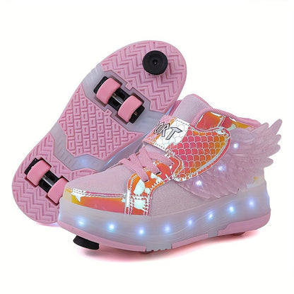 Lichtgevende Kinderschoenen Met Wieltjes – Rolsneakers Met Vleugels Voor Kinderen