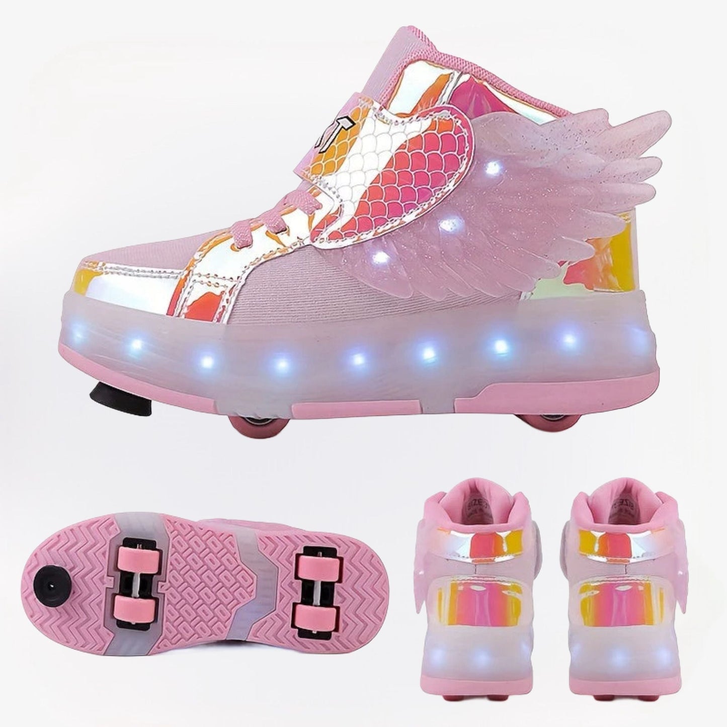 Lichtgevende Kinderschoenen Met Wieltjes – Rolsneakers Met Vleugels Voor Kinderen