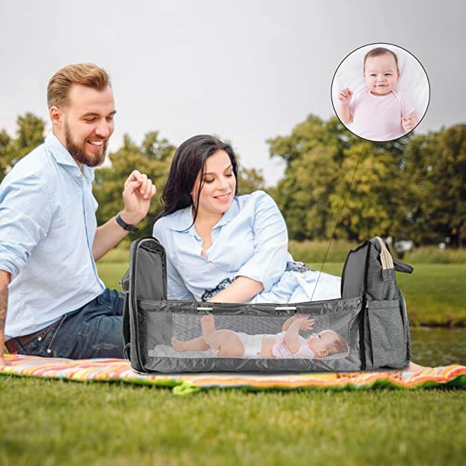 Luiertas Rugzak Waterdicht | Verzorgingstas met Verschoonkussen en Babybed