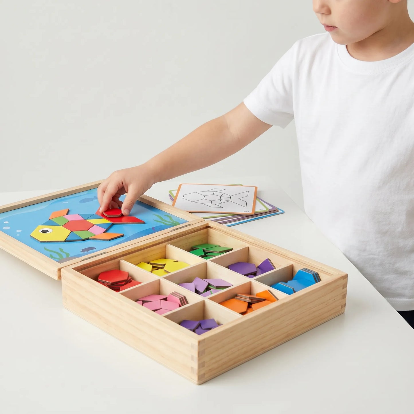 Magnetische Patroonblokken - Montessori Houten Vormenpuzzeldoos