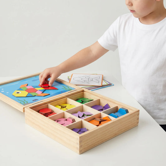 Magnetische Patroonblokken - Montessori Houten Vormenpuzzeldoos