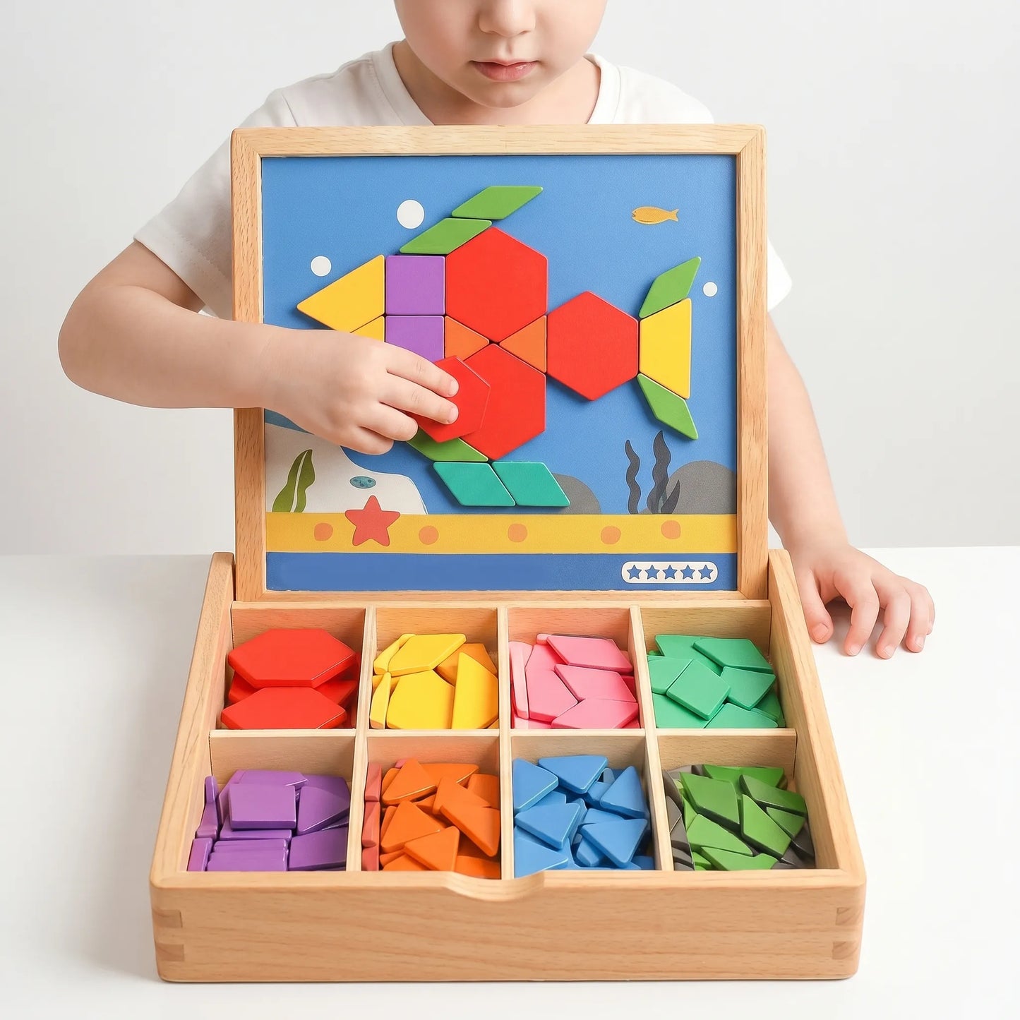 Magnetische Patroonblokken - Montessori Houten Vormenpuzzeldoos