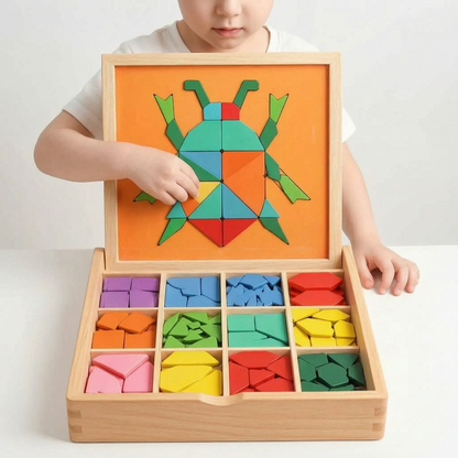 Magnetische Patroonblokken - Montessori Houten Vormenpuzzeldoos
