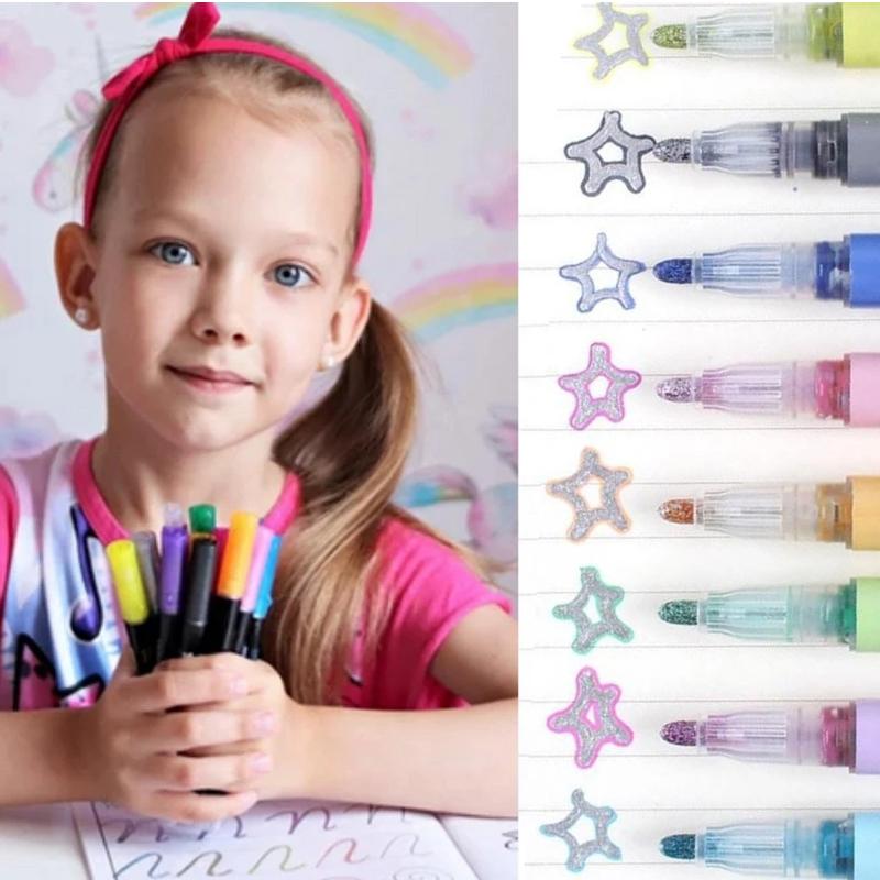 Metallic Glitter Pennenset – Glitter Effect Schrijfstiften Voor Kinderen