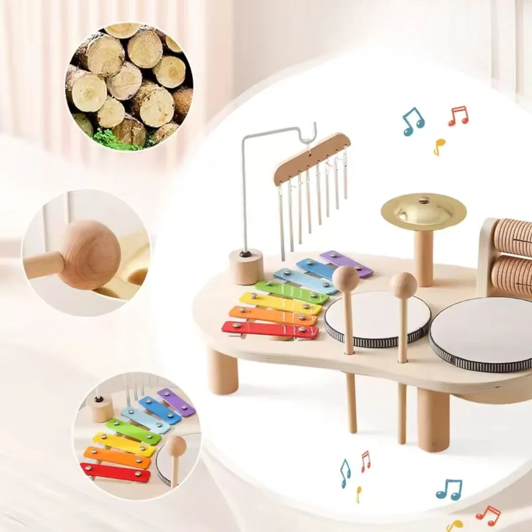 Montessori houten muziekspel – educatief trommel- en ritmespeelgoed voor peuters-MiniBea