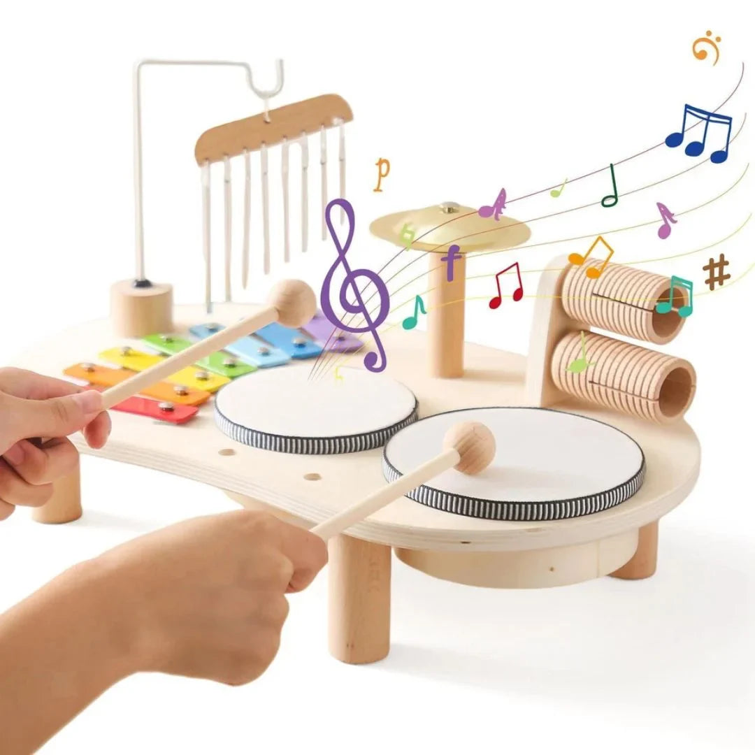 Montessori houten muziekspel – educatief trommel- en ritmespeelgoed voor peuters-MiniBea