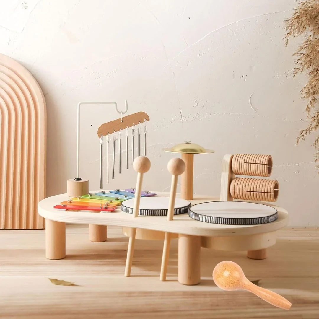 Montessori houten muziekspel – educatief trommel- en ritmespeelgoed voor peuters-MiniBea