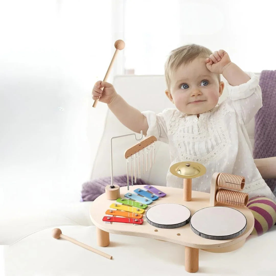 Montessori houten muziekspel – educatief trommel- en ritmespeelgoed voor peuters-MiniBea