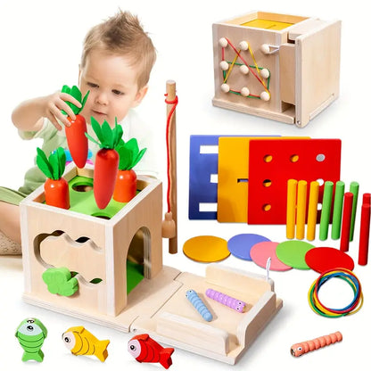 Montessori Houten Speelset – Activiteitenkubus Set Voor Peuters