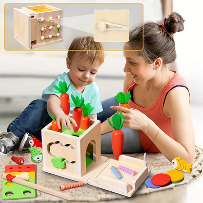 Montessori Houten Speelset – Activiteitenkubus Set Voor Peuters