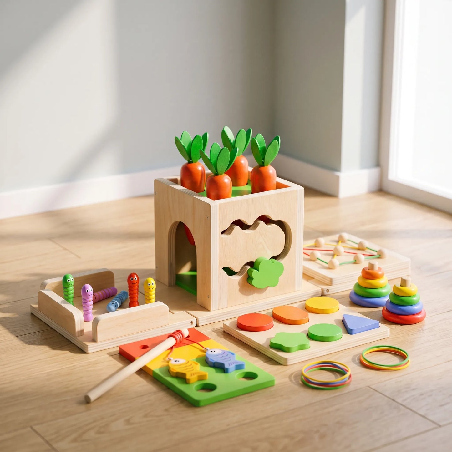 Montessori Houten Speelset – Sensorische Activiteitskubus Voor Peuters
