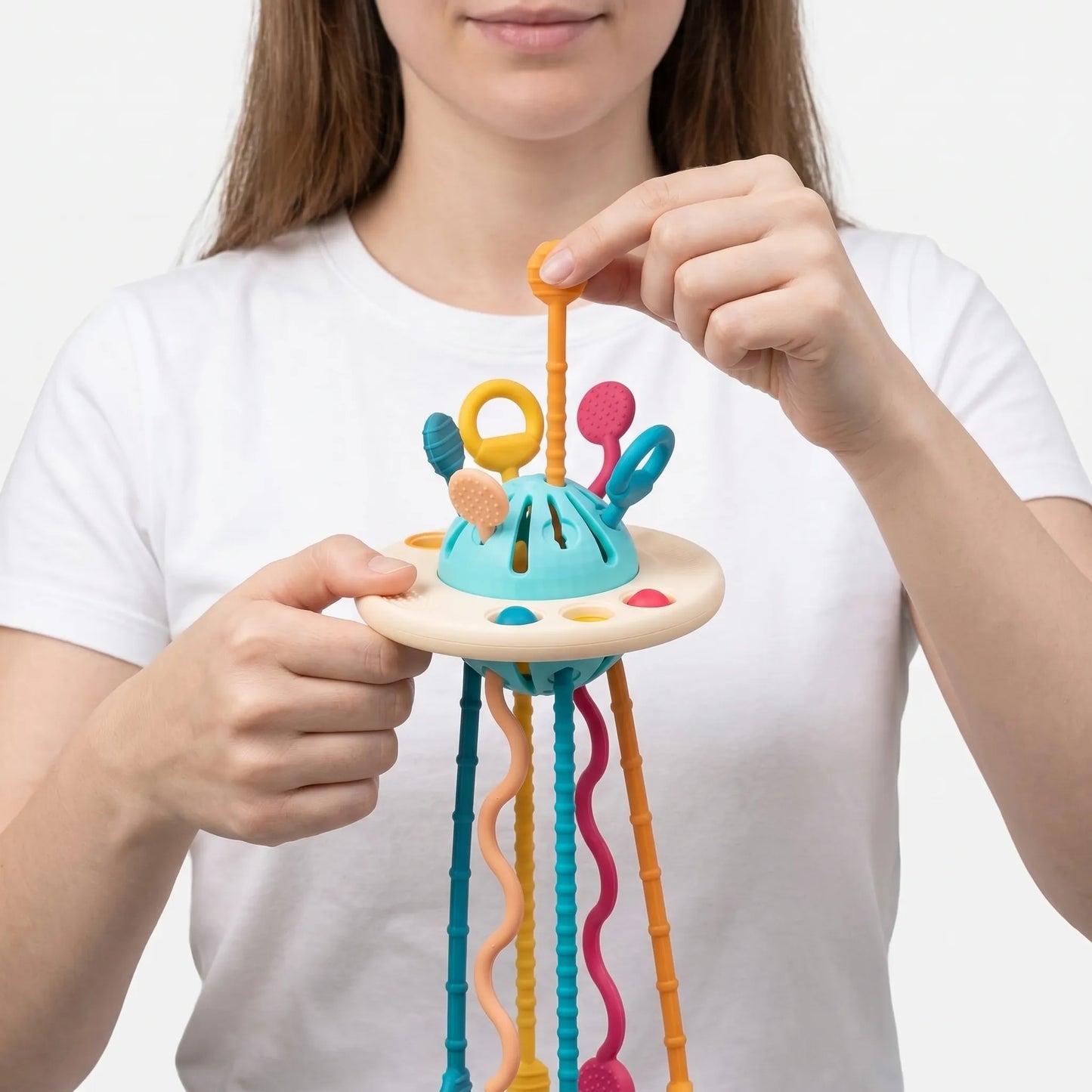 Montessori Trekkoord Zintuigspeelgoed – Siliconen UFO Trek Speelgoed Voor Baby's