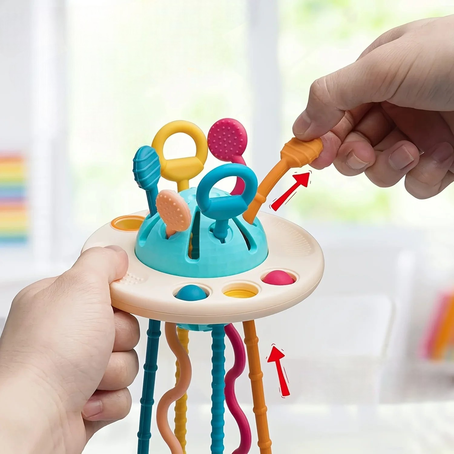 Montessori Trekkoord Zintuigspeelgoed – Siliconen UFO Trek Speelgoed Voor Baby's