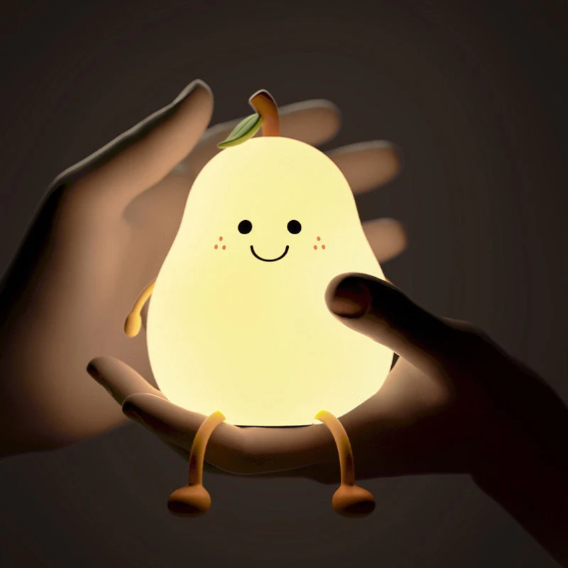 Nachtlampje Kinderkamer | LED Sfeerlamp in Peervorm | Zacht Nachtlicht