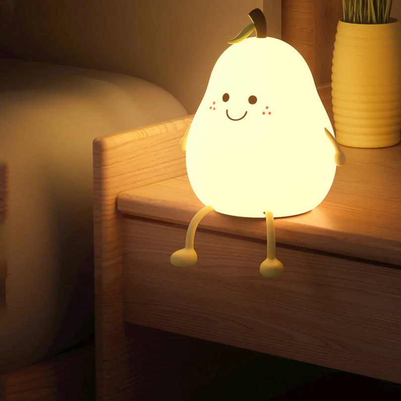 Nachtlampje Kinderkamer | LED Sfeerlamp in Peervorm | Zacht Nachtlicht