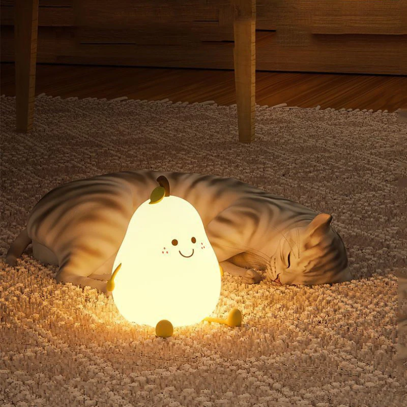 Nachtlampje Kinderkamer | LED Sfeerlamp in Peervorm | Zacht Nachtlicht