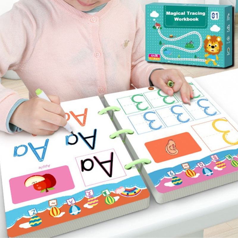 Oefenboek Leren Schrijven Kinderen | Letters en Cijfers | Herbruikbaar