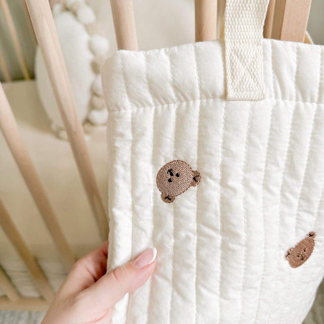 Pasgeboren Berenprint Tote Tas – Gewatteerde Baby Luiertas