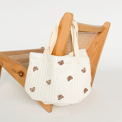 Pasgeboren Berenprint Tote Tas – Gewatteerde Baby Luiertas