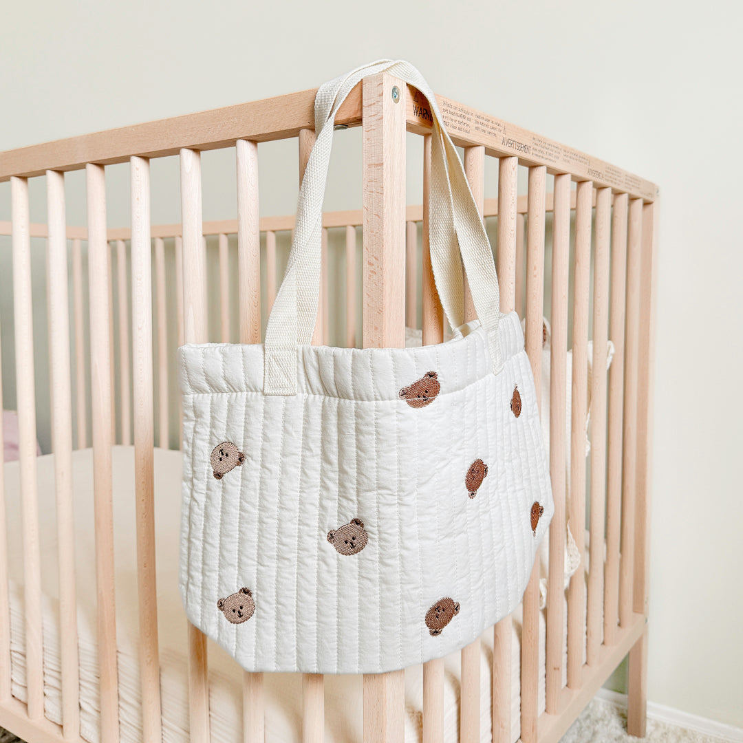 Pasgeboren Berenprint Tote Tas – Gewatteerde Baby Luiertas