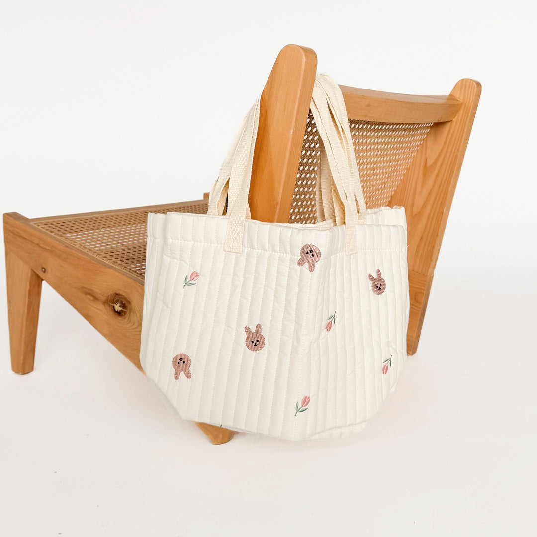 Pasgeboren Berenprint Tote Tas – Gewatteerde Baby Luiertas