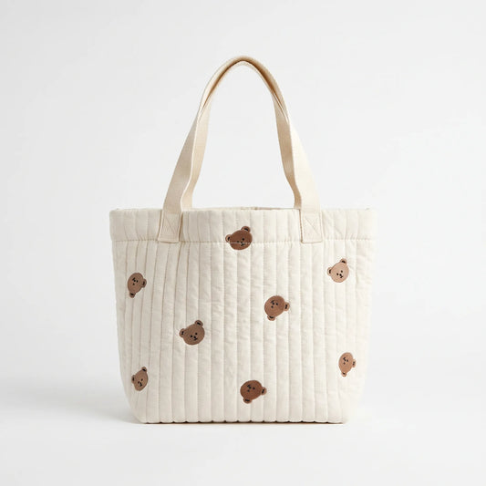 Pasgeboren Berenprint Tote Tas – Gewatteerde Baby Luiertas