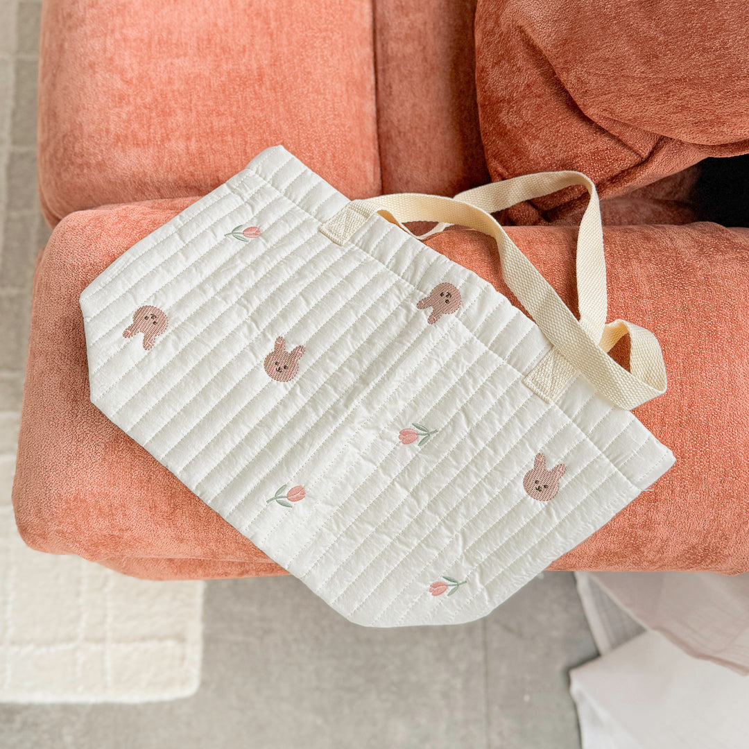 Pasgeboren Berenprint Tote Tas – Gewatteerde Baby Luiertas
