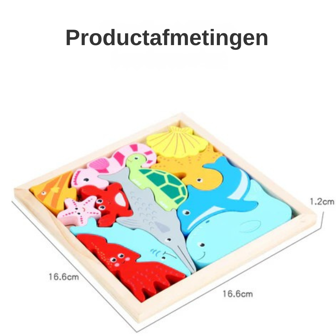 Houten Dierenpuzzel – Montessori Dieren Blokpuzzel Voor Peuters