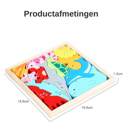 Houten Dierenpuzzel – Montessori Dieren Blokpuzzel Voor Peuters