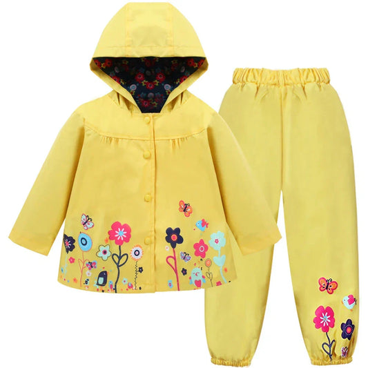 Regenpak Kinderen | Waterdichte Jas en Broek met Capuchon | Maten 90 tot 130 cm