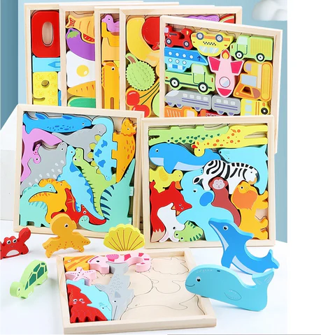 Houten Dierenpuzzel – Montessori Dieren Blokpuzzel Voor Peuters
