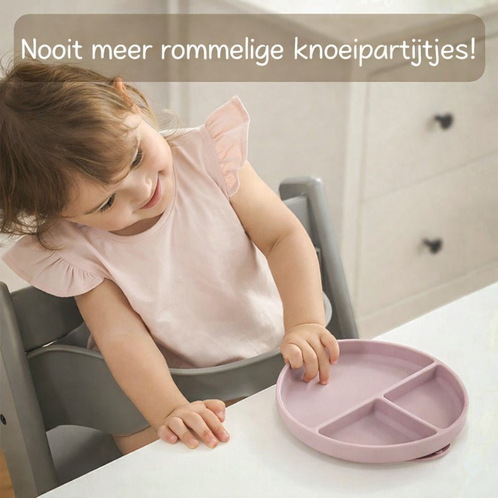 Siliconen zuigbord – rond babyzuigbord van 100% voedselveilig siliconen | anti-knoei-MiniBea