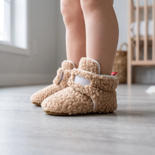 Slofsokjes Teddystof | Warme Babysloffen met Enkelbandje | Maten 18 tot 22